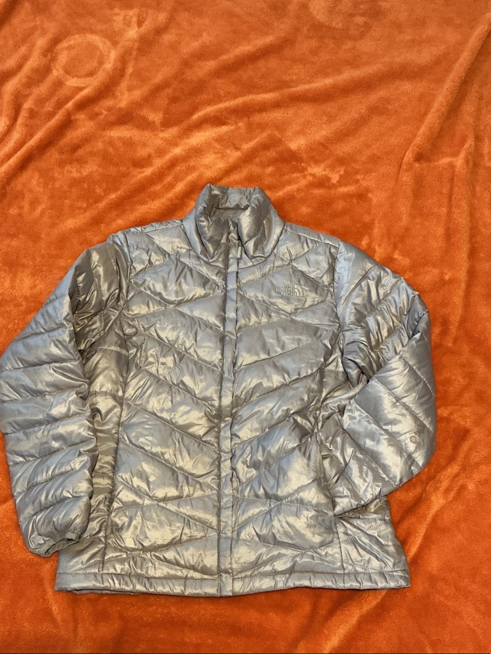 The North Face Women's Metallic Silver Puffer Jacket